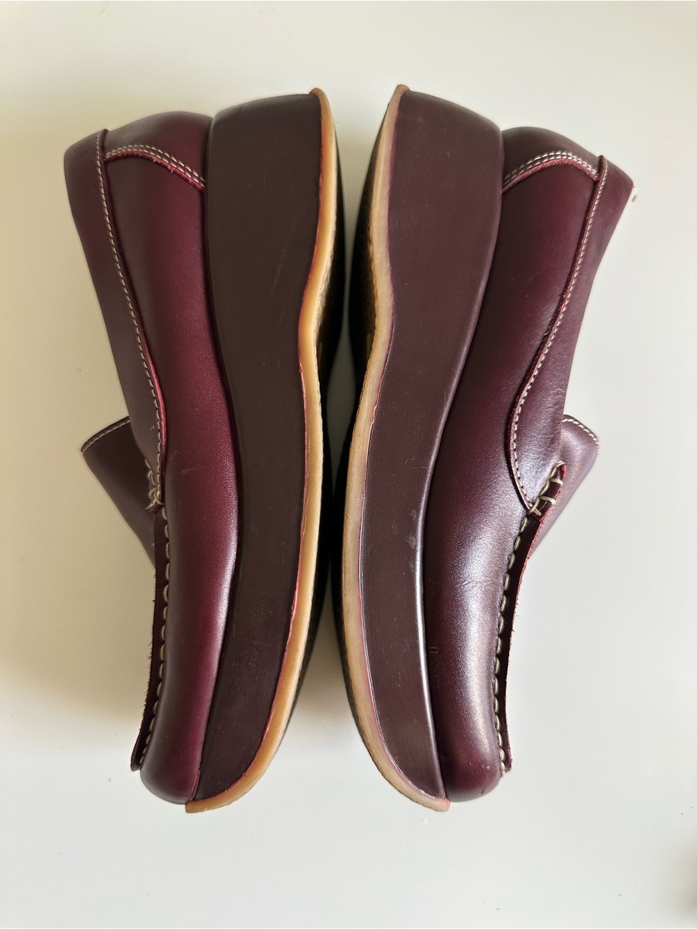 Vintage Y2K Steve Madden Burgundy Leather Loafers with Contrast Stitching 7.5 - Picture 5 of 16